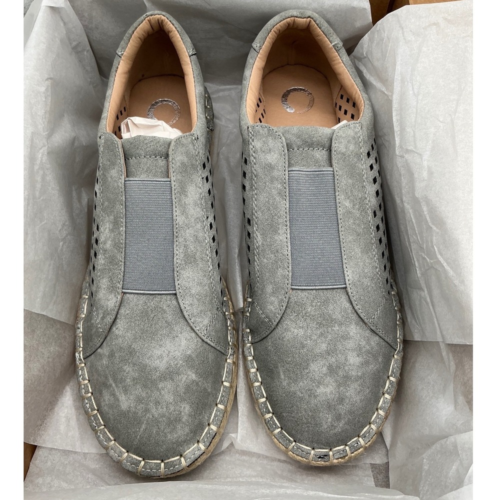 Journee Collection Womens Grey Laser Cut Espadrille Slip On Sneaker Size 11